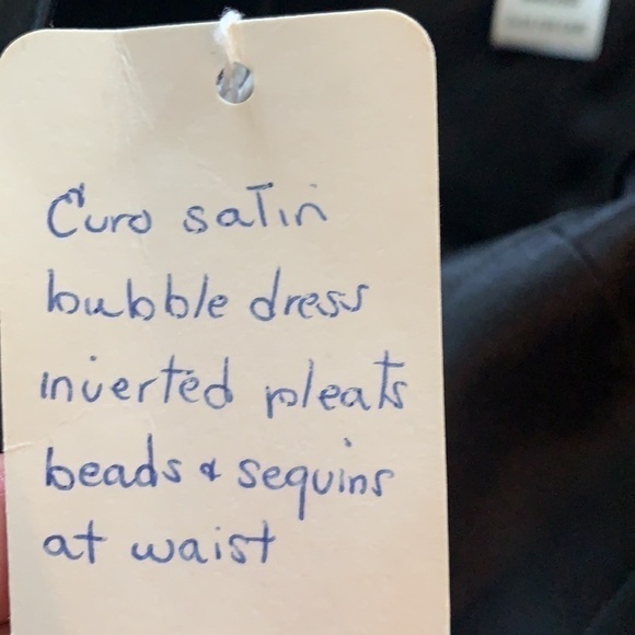 NWT Bill Levkoff Black Curo Satin Bubble Strapless Dress beads & sequins waist 8 - Picture 14 of 15